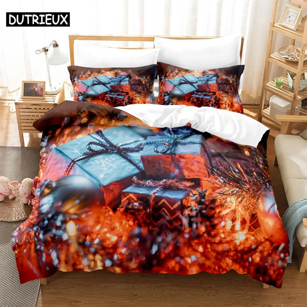 

3PCS Christmas gift Bedding Sets Home Bedclothes Super King Cover Pillowcase Comforter Textiles Bedding Set