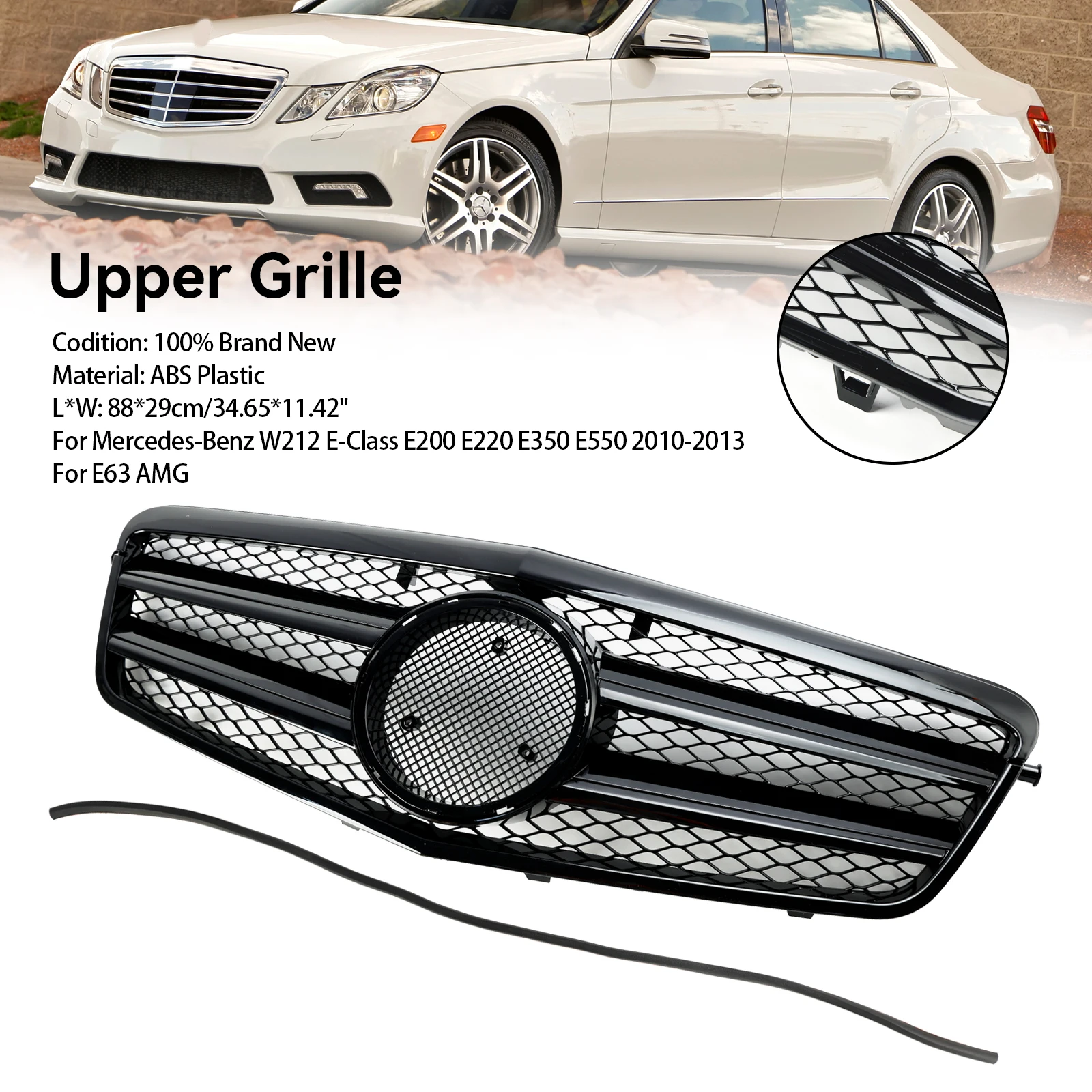 Artudatech Front Bumper Grille Grill Fit Mercedes Benz E Class W212 E350 E550 2010-2013