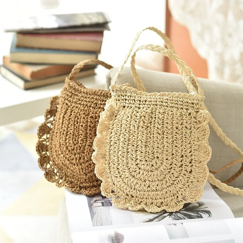 Fashion Versatile Straw Woven Handbag Ethnic Style Casual Beach Bag Large Capacity Crossbody Bag Travel Shoulder Bag
