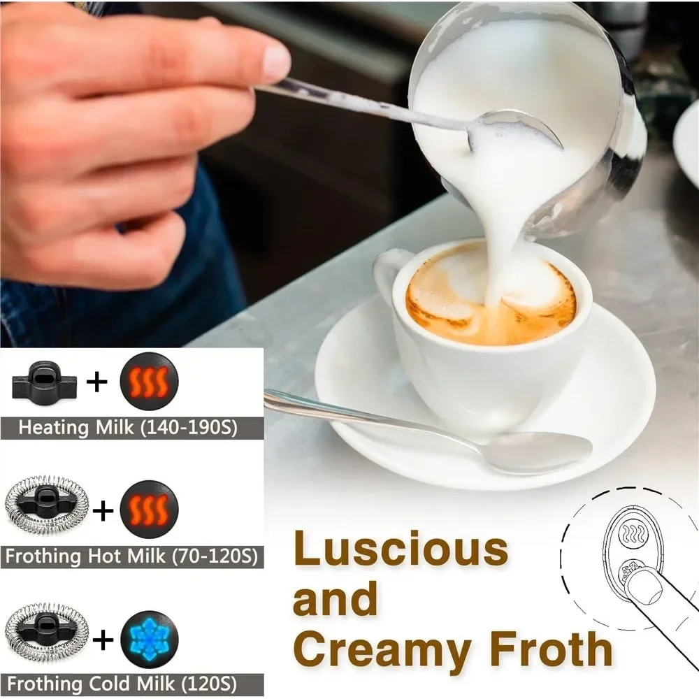 Milk Frother,Automatic Milk Steamer,New Foam Density Feature,Electric Frother,Hot or Cold Milk Function,Coffee,Cappuccino