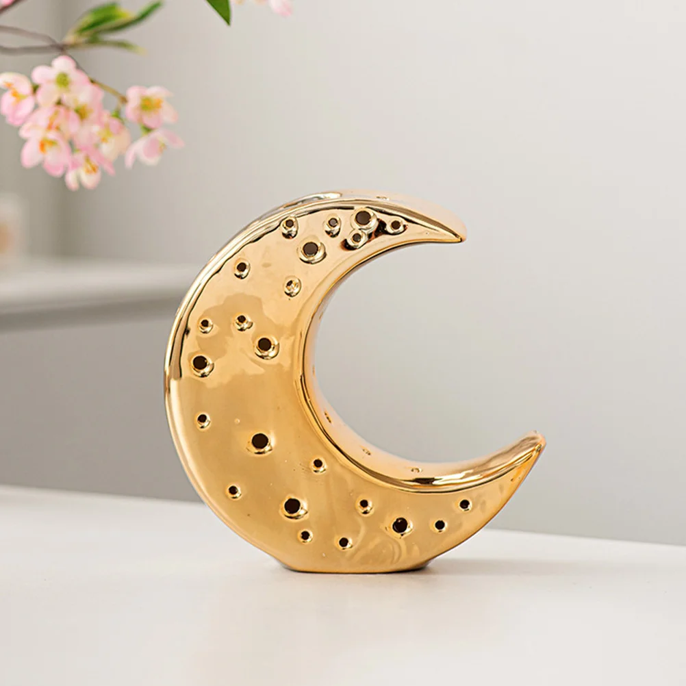 Exquisite Moon Shaped Vase Ceramic Craft Vase Perfect for Office and Dinner Party Ceramic Vases Floral Arrangement Container