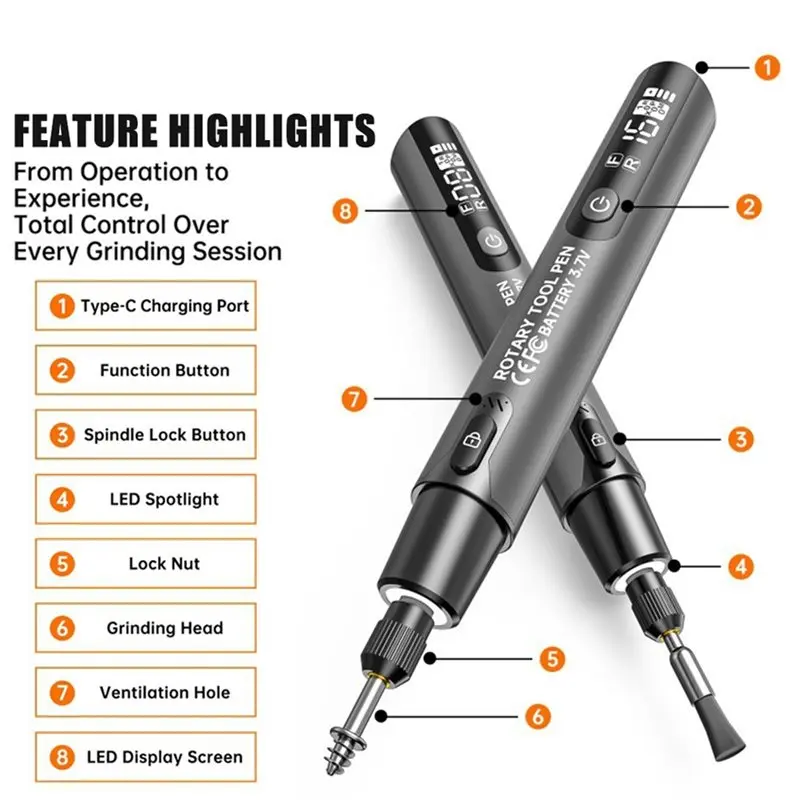 FYBL-Draadloze Elektrische Mini Grinder 4.2V 10000-16000R Graveren Pen Draadloze Micro Rotary Tool Boor