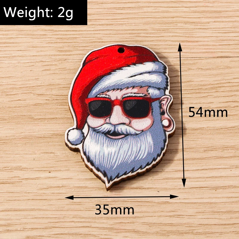 Tusember 10 Stück Weihnachtsanhänger aus Holz, Weihnachtsbaum, Weihnachtsmann, Zwerg, Schneemann, Anhänger für Schmuckherstellung, Ohrringe, Halsketten, DIY – Detail 19