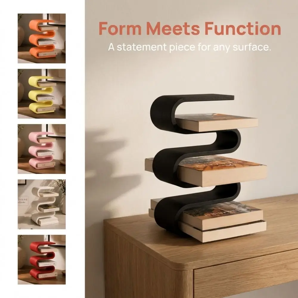 Home Decor 3D Printed Vertical Book Holder Creative Minimalist Book Shelf Nordic Multi-layer Desk Storage Rack Bedside Table