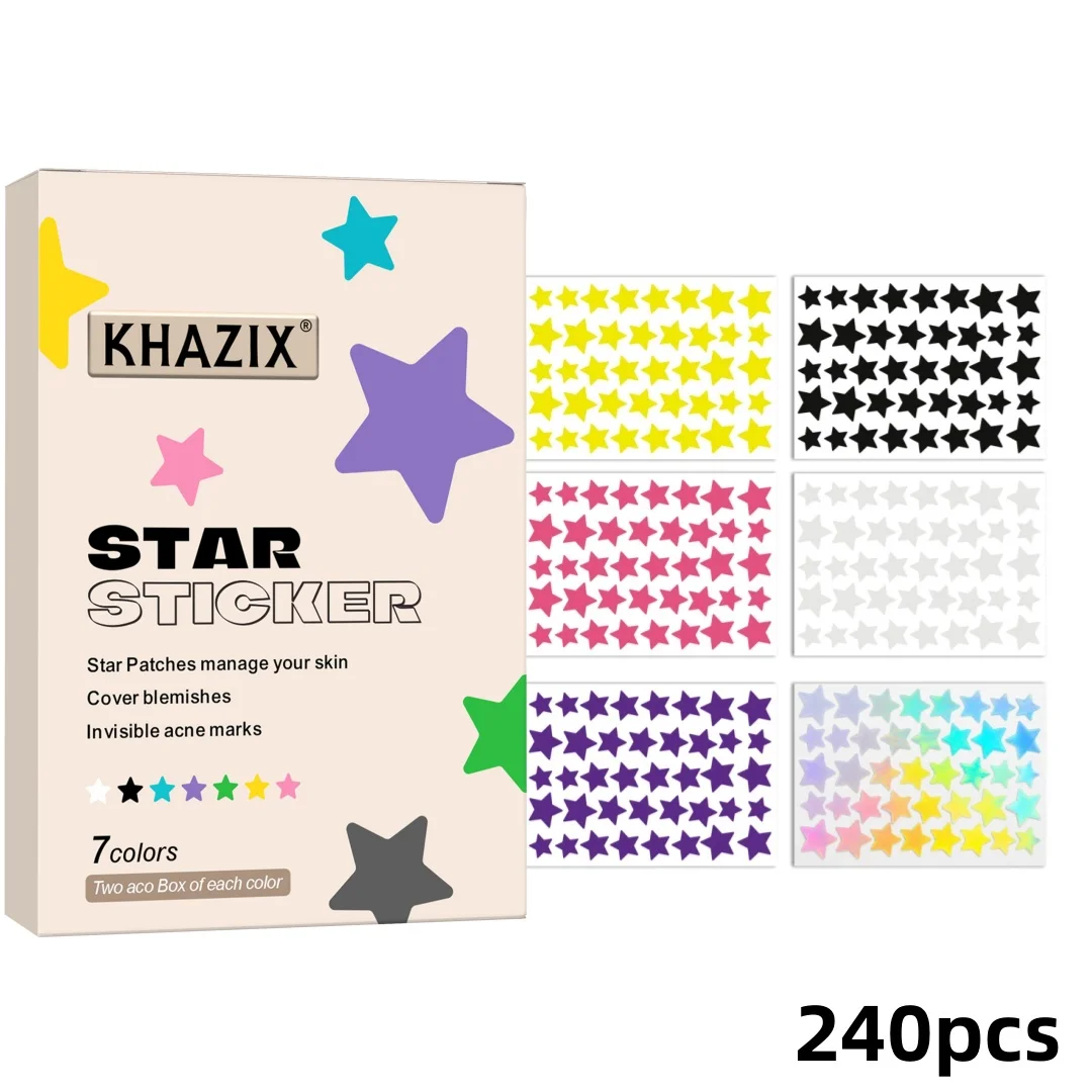 Colorful Star Pimple Patches, Cute Acne Spot Covers for Blemishes and Pimple Marks, Unisex Face Patches.