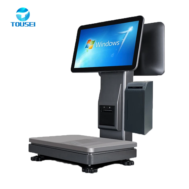 مقياس وزن ذكي الكل في واحد مقاس 15.6 بوصة، شاشة تعمل باللمس، موازين المطبخ الرقمية الكهربائية، مقياس Ai لنوافذ السوبر ماركت