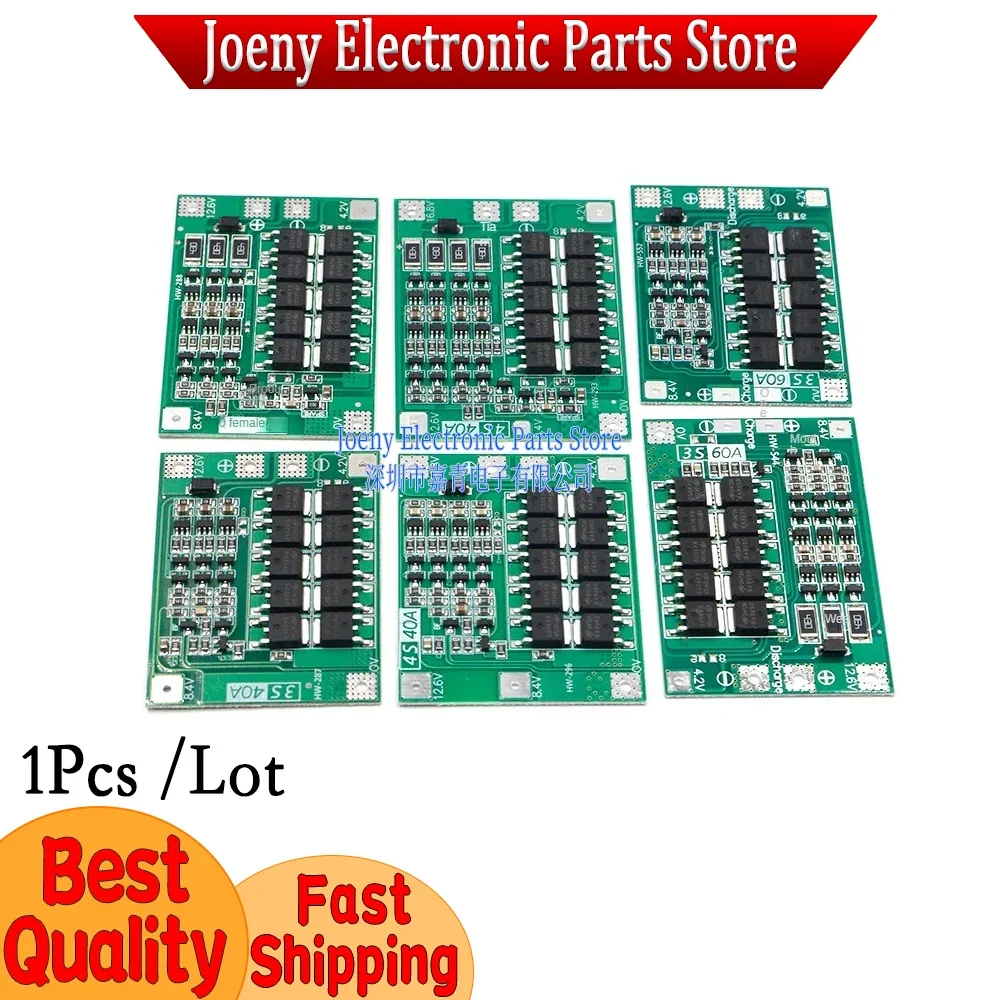 3S/4S 40A 60A Li-ion Lithium Battery Charger Protection Board 18650 BMS For Drill Motor 11.1V 12.6V/14.8V 16.8V Enhance/Balance