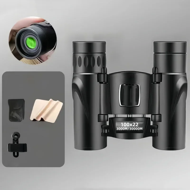 100x22 Folding Binoculars BAK4 Prism FMC Fully Multi Coated Optical Lens Compact Portable Handheld Long Range Telescope