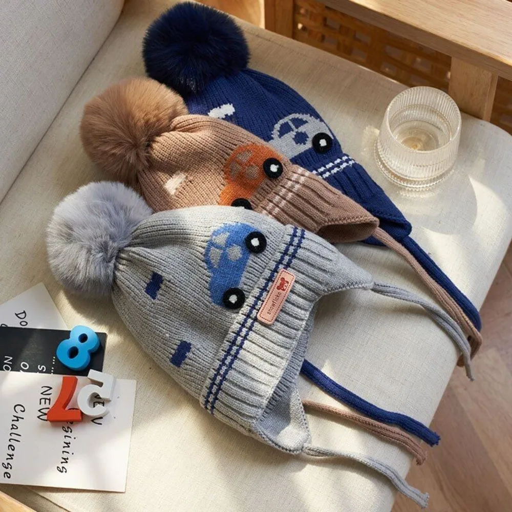 

Warm Covering Yarn Baby Boy Bonnet Dinosaur Cartoon Children Knitted Hats Cute Warm Newborn Hat Kids