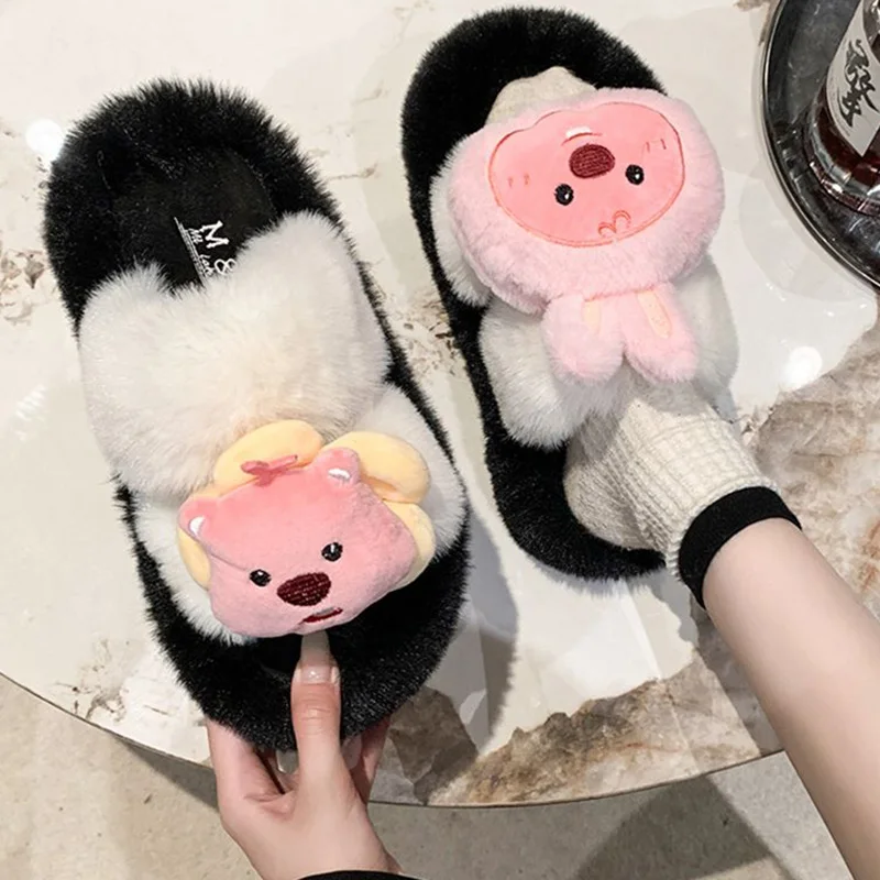 Cute Loopy Slippers Cartoon Creative Anime Plush Doll Versatile Anti Slip Wear Resistant Go Out Home Cotton Shoes Girl Gifts