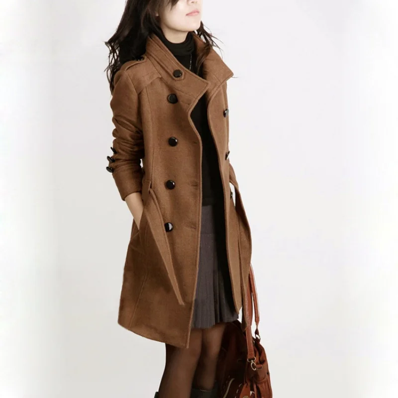 SUSOLA Lady Winter Wool Coat With Belt Women Ladies Autumn New Slim Long Sleeve Woolen Coats Chic Overcoat Outwear