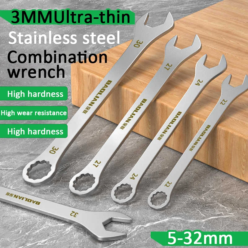 Ultra-thin Open End Wrench 5-32MM Ratchet Wrenches Universal Spanners Dual-purpose Wrench for Bicycle Motorcycle Car Repair Tool