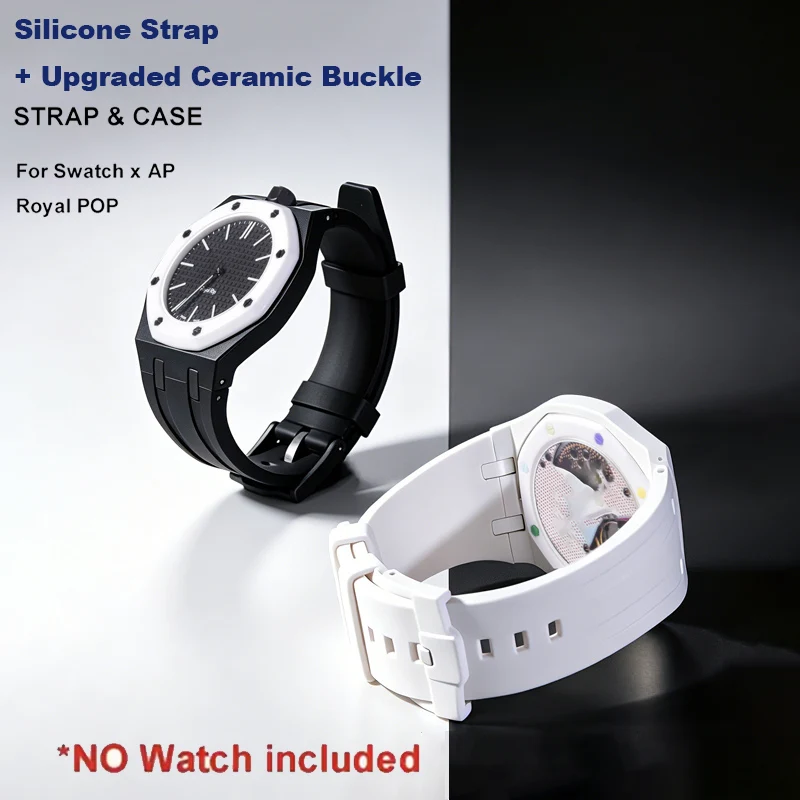 Replacement Watch Parts for AP Royal x Swatch Integrated Case Bioceramic Buckle Soft Silicone Wrist Strap