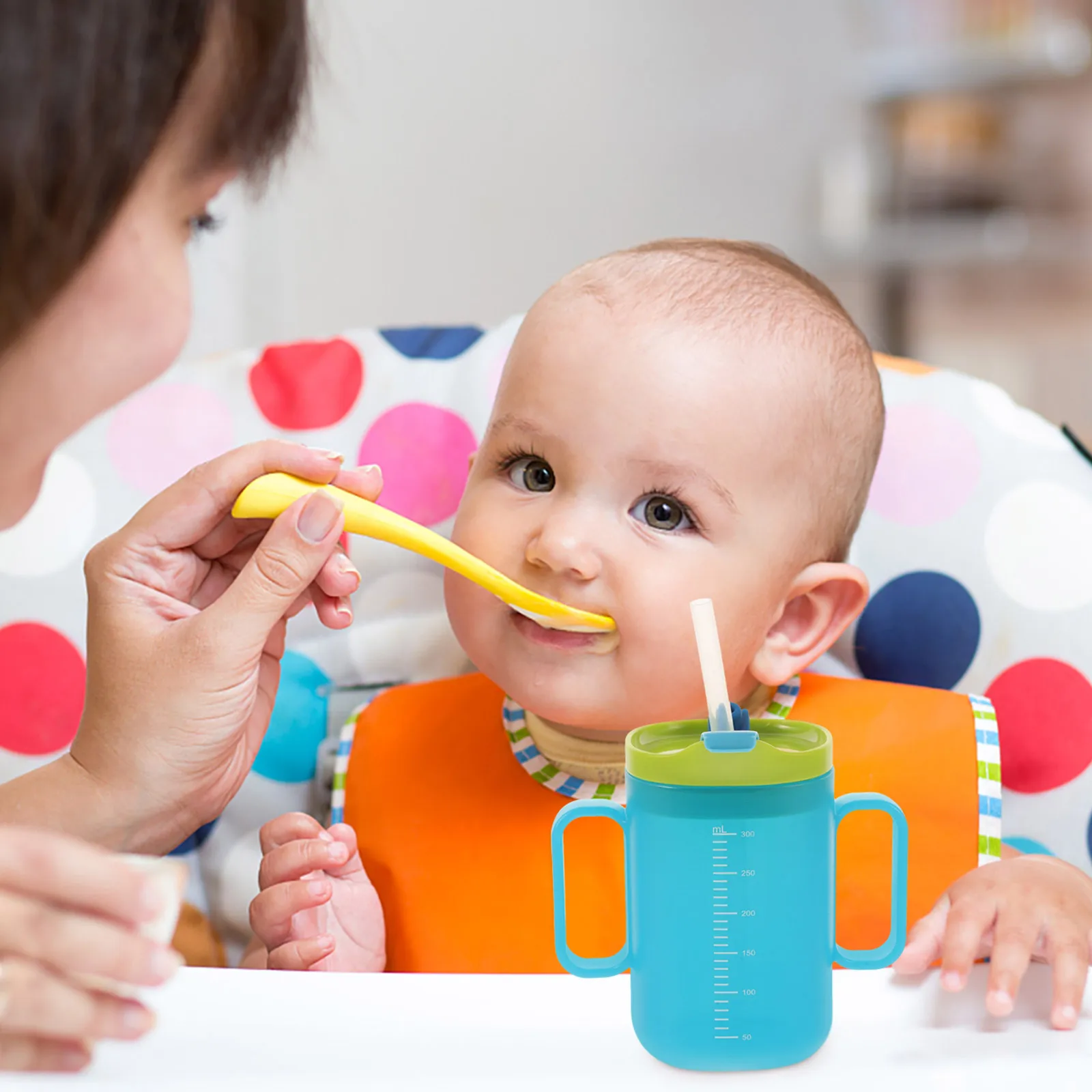 

300Ml Baby Sippy Kids Spill Proof Training Cup Toddler Straw Cups Leakproof Lid Durable Silicone Dual Use Easy Clean Dishwasher