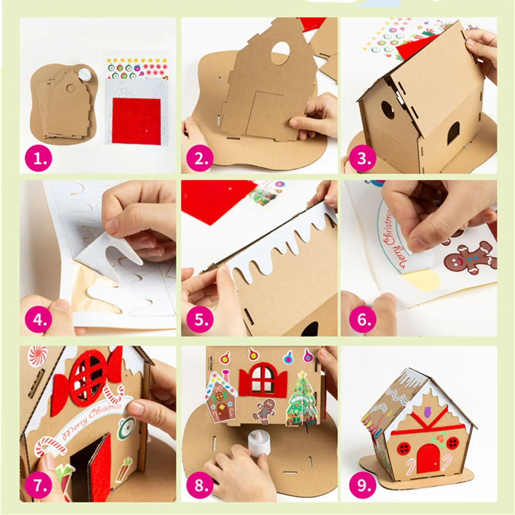 اليدوية DIY عيد الميلاد كوكي البيت عدة 20x20x20 سنتيمتر صديقة للبيئة سميكة المواد مجموعة مضيئة محلية الصنع كوخ الديكور الإبداعي