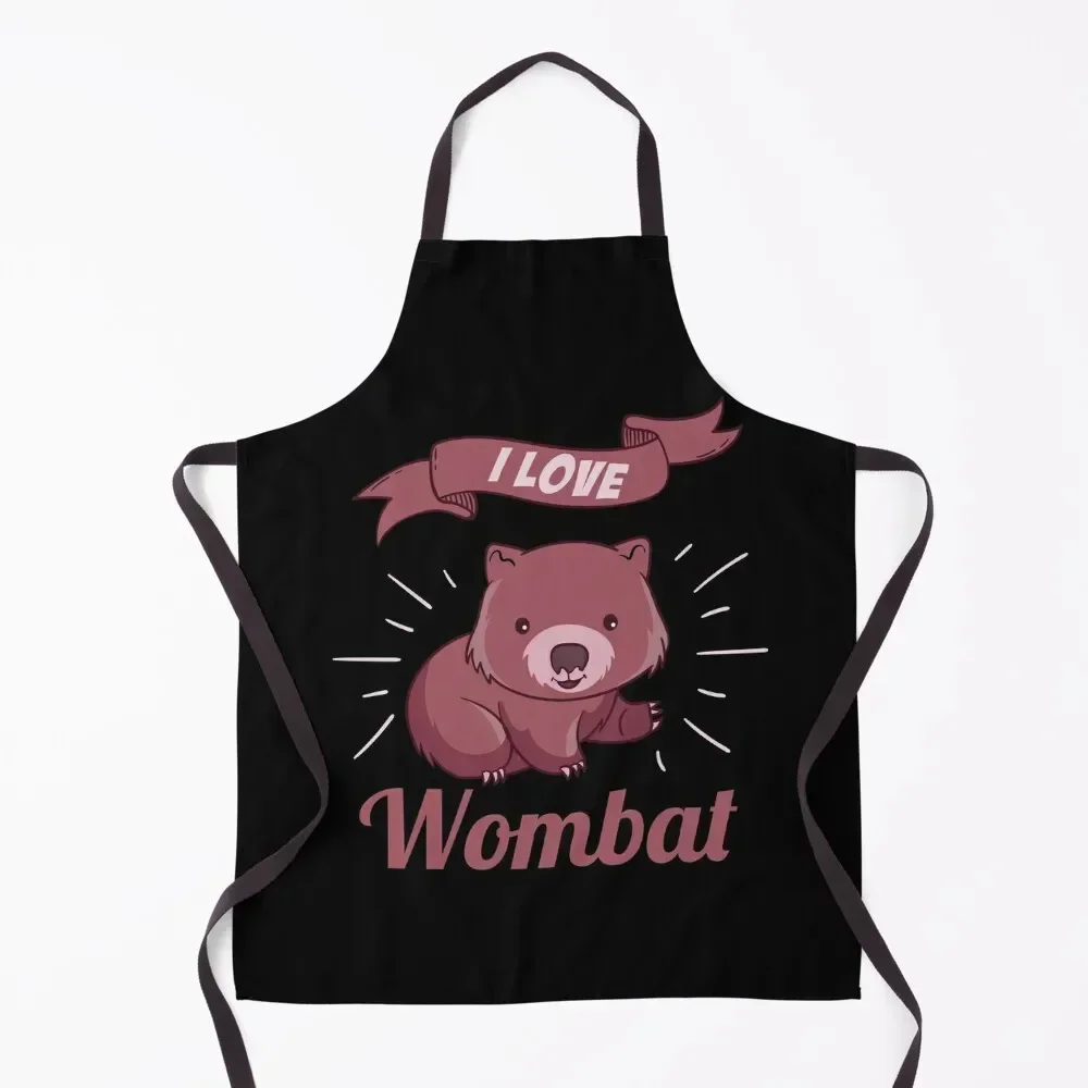 

I love wombat Apron Women's Home Clothes Kitchen Supplies Idea Goods with pockets beauty master Apron