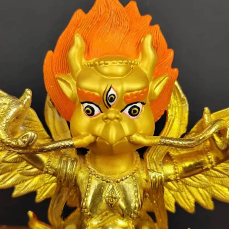 Nepalese Gilt Garuda Tibetan Tantra Golden Winged Bird Protector Deity Statue, Home Decor Fengshui Ornament