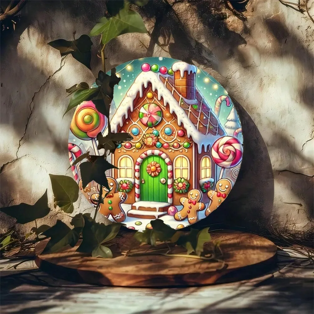 Gingerbread House Metal Wall Sign 7.8