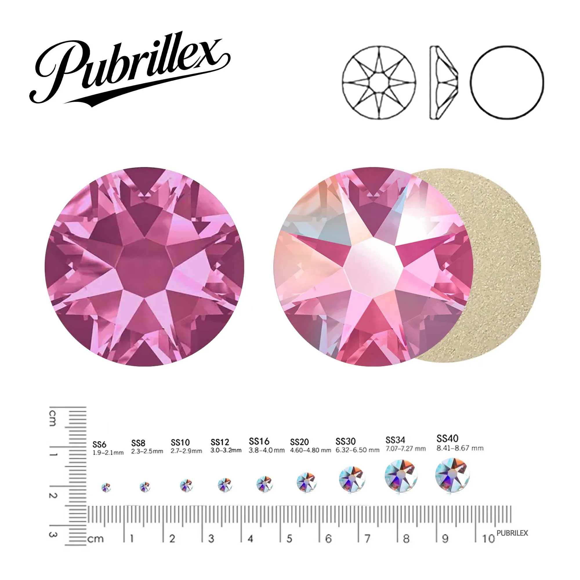 

Rose and Rose AB Non-hotfix Glass Rhinestones Flatback Xirius Rhinestones Crystal Stone Silver Black for Garment Applique
