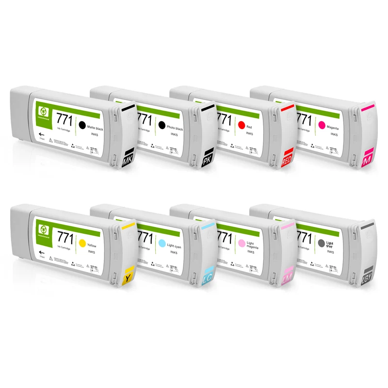 خرطوشة حبر متوافقة مع HP 771 مع حبر الصباغ الكامل HP771 لطابعة HP Designjet Z6200 Z6600 Z6800 775 مللي B6Y15A B6Y21A
