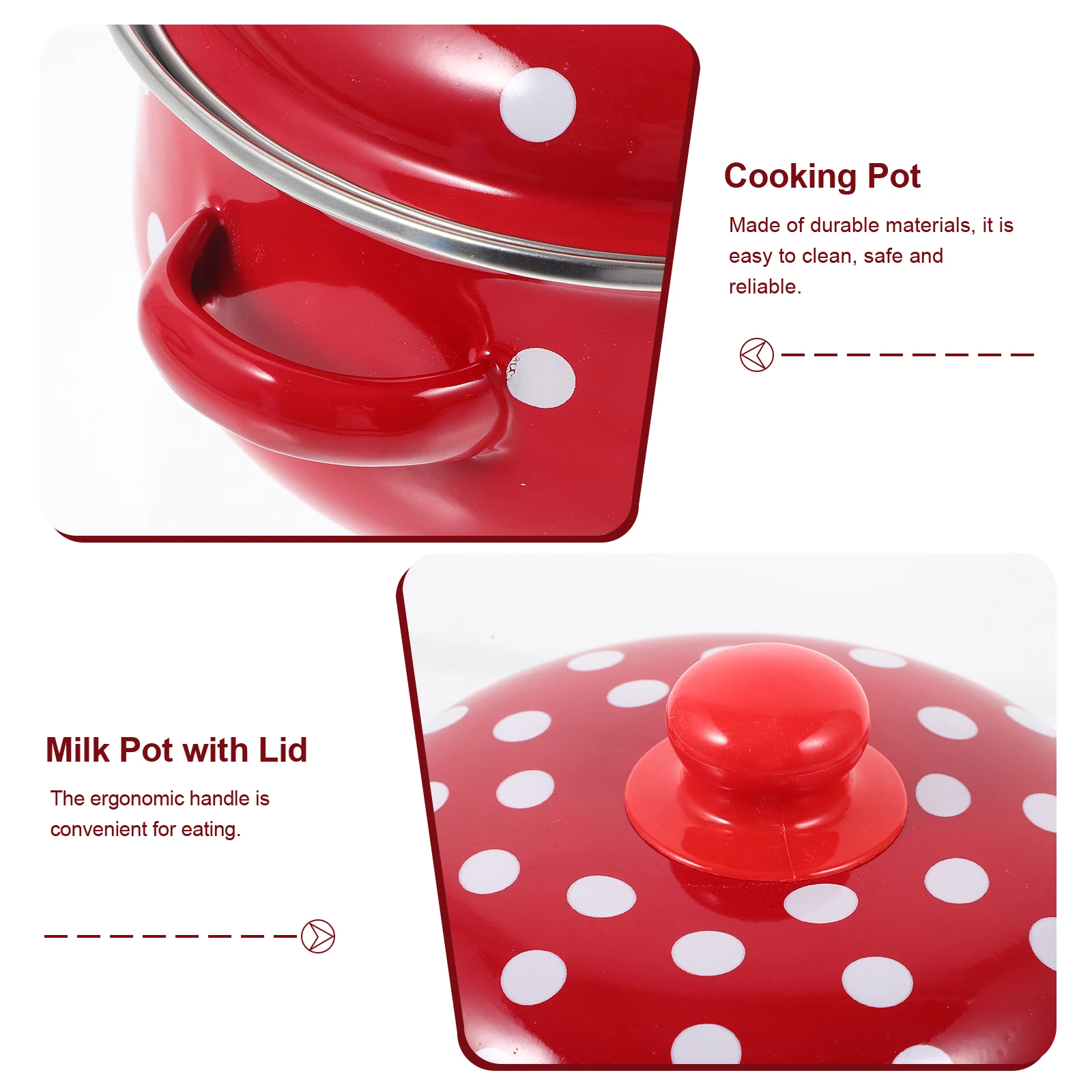 

Milk Pot Enamel Cookware Dual Handle Multifunctional Pot Food Milk Soup Sauces Stew Kitchen Cookware Daily Use Stockpot