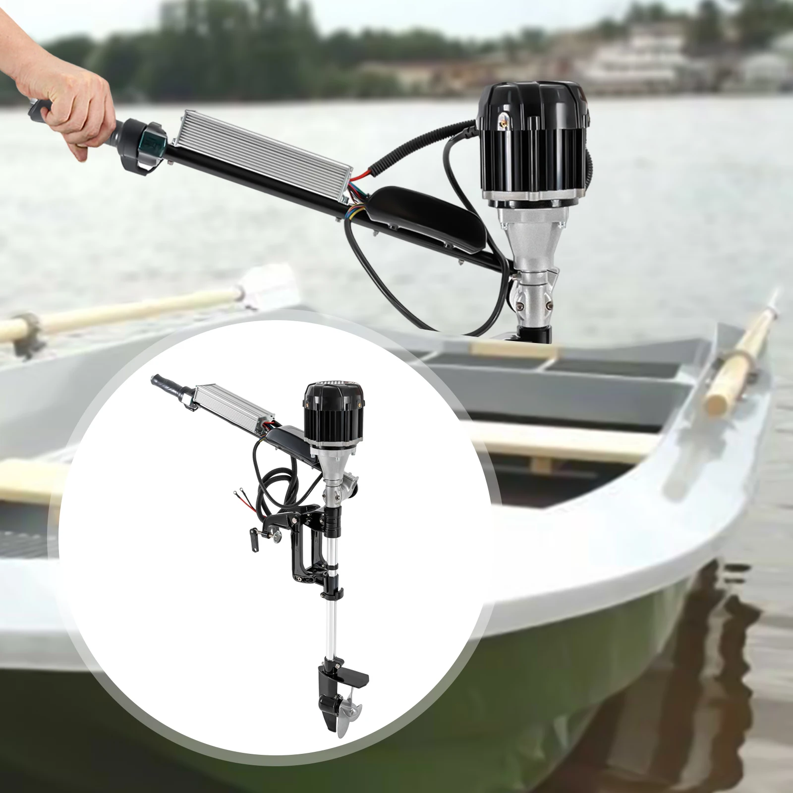 5HP 1000W Electric Outboard Motor Boat Engine Electric Start Marine Trolley Driver Brushless Motor Propeller