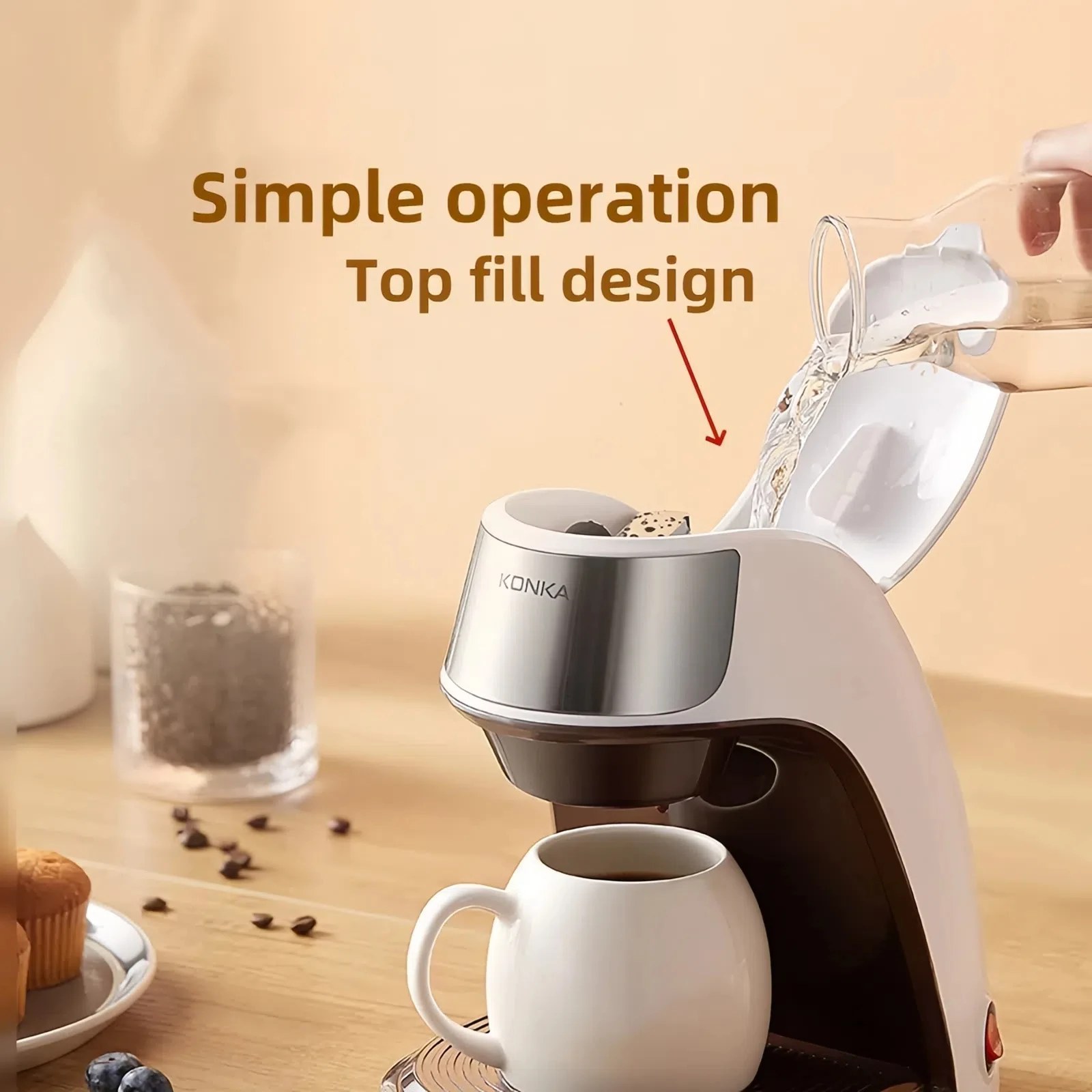 KONKA KCF-CS2 Filterkaffeemaschine für 10 Tassen – kompakt, effizient, mit automatischer Abschaltung, wiederverwendbarem Filter, schnelles Brauen – perfekt für das Heimbüro