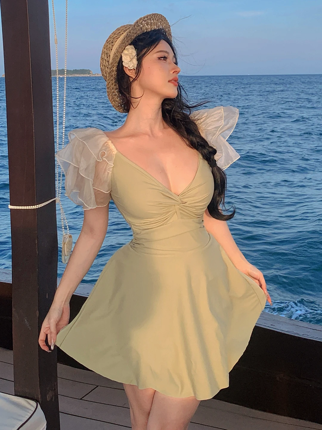 

Новый женский купальник-юбка больших размеров для полных девушек, термокупальник, скрывающий недостатки фигуры, утягивающий, скрывающий живот, летний купальник