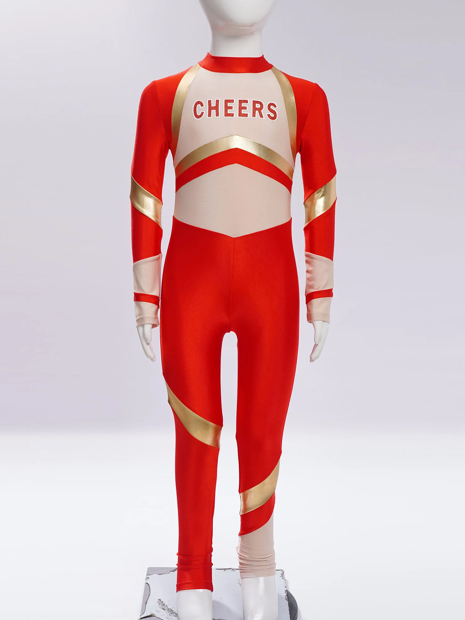 Bambini Ragazze Cheerleader Tute Cheerleader Uniforme Manica lunga Lettere Cheers Abiti da ballo Balletto Gtmnastics Dancewear