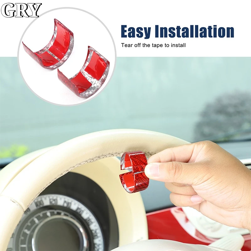 Car Steering Wheel Turn Mark Trim For Fiat 500 2007-2026 Abarth 595 695 2017-2026 Real Carbon Fiber Interior Accessories
