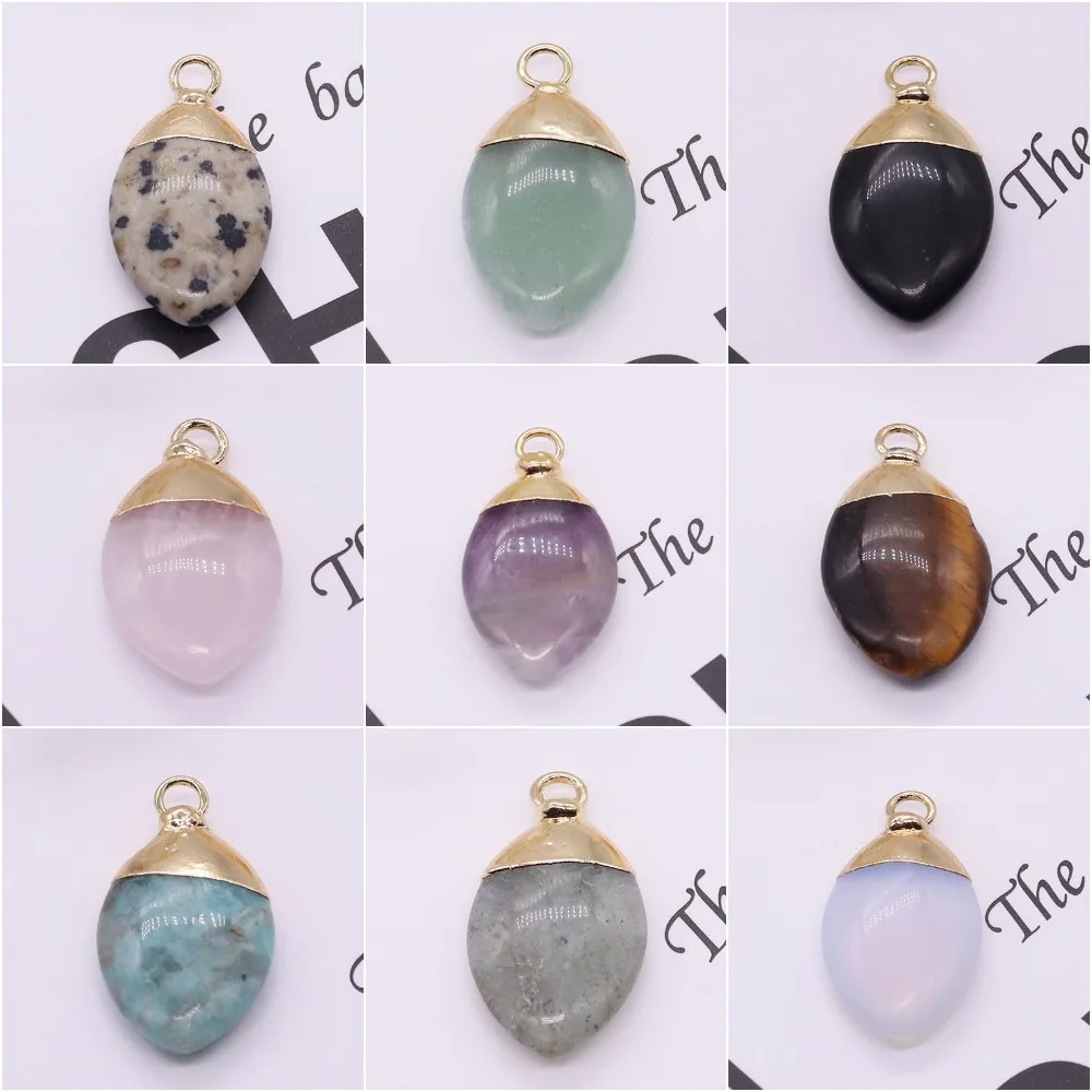 5pcs Natural Horse Eye Marquise Shape Stone Pendants Amethyst Crystal Obsidian Charms Fit Jewelry Making DIY Necklace Earrings