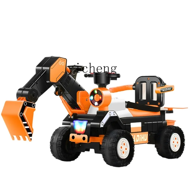 

Tqh Children's Electric Excavator Boy Toy Car Excavator Can Sit and Ride Oversized Hook Machine Remote Control Engineering Car