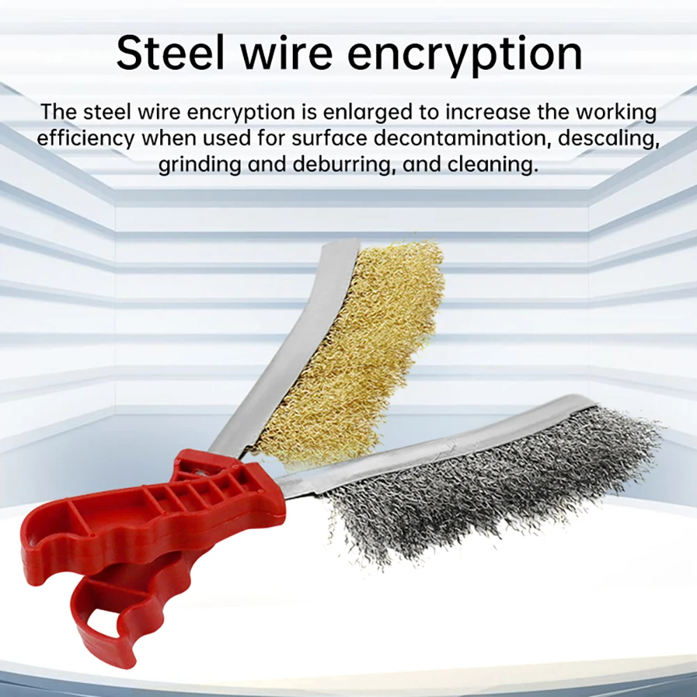 Multi-function Tool Wire Brush Copper Plated (Stainless Steel Brush, 1PCS) Long Handle Kitchen Grill Special Plate Rust Removal