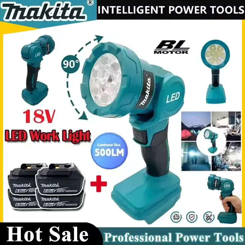 

Аккумуляторный светодиодный фонарь Makita, ручной прожектор для улицы, перезаряжаемый фонарь, рабочий светильник для стройплощадки, для аккумуляторов 18В
