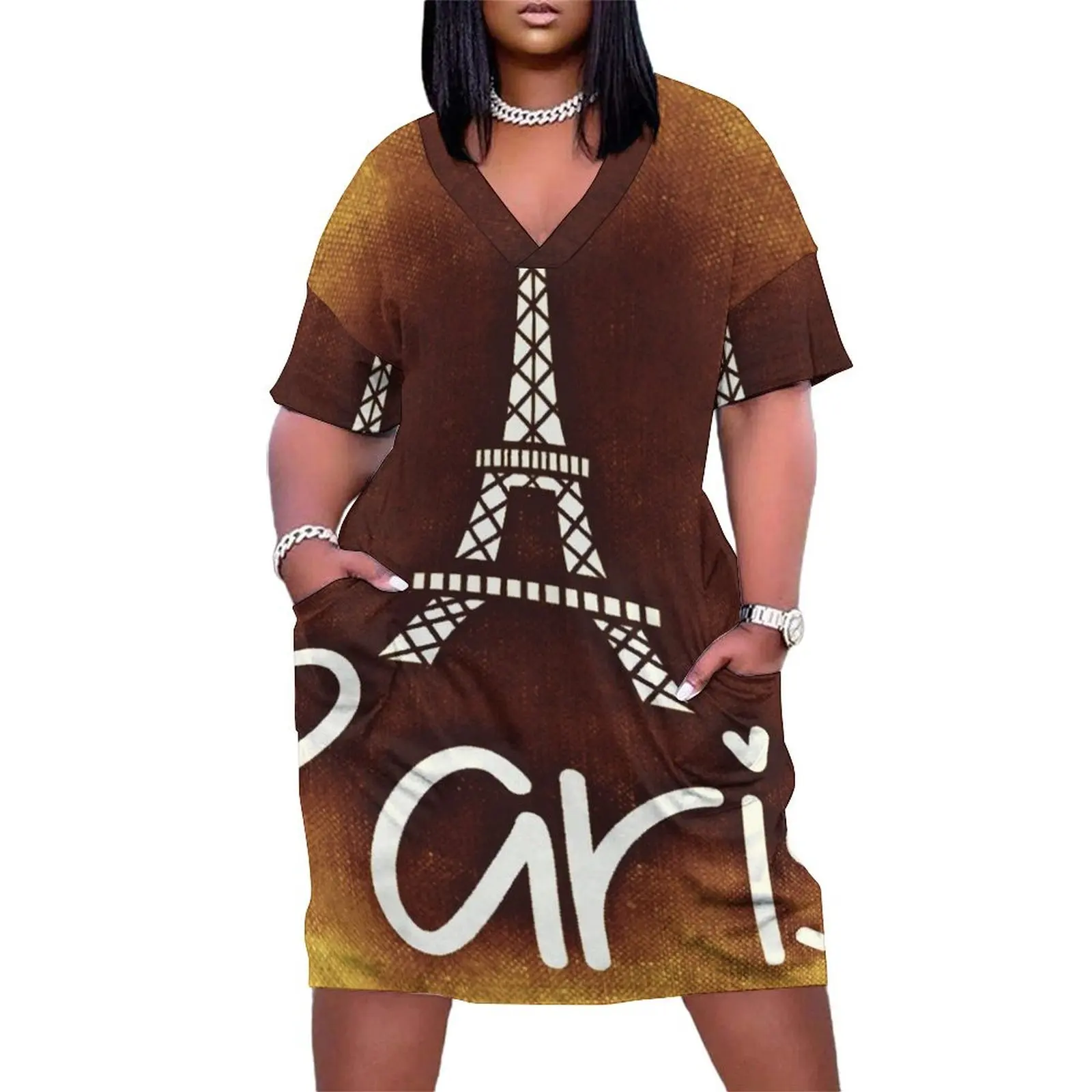 

PARIS EIFFEL TOWER Pop Art Loose Pocket Dress dresses with long sleeves summer clothes Dresses gala