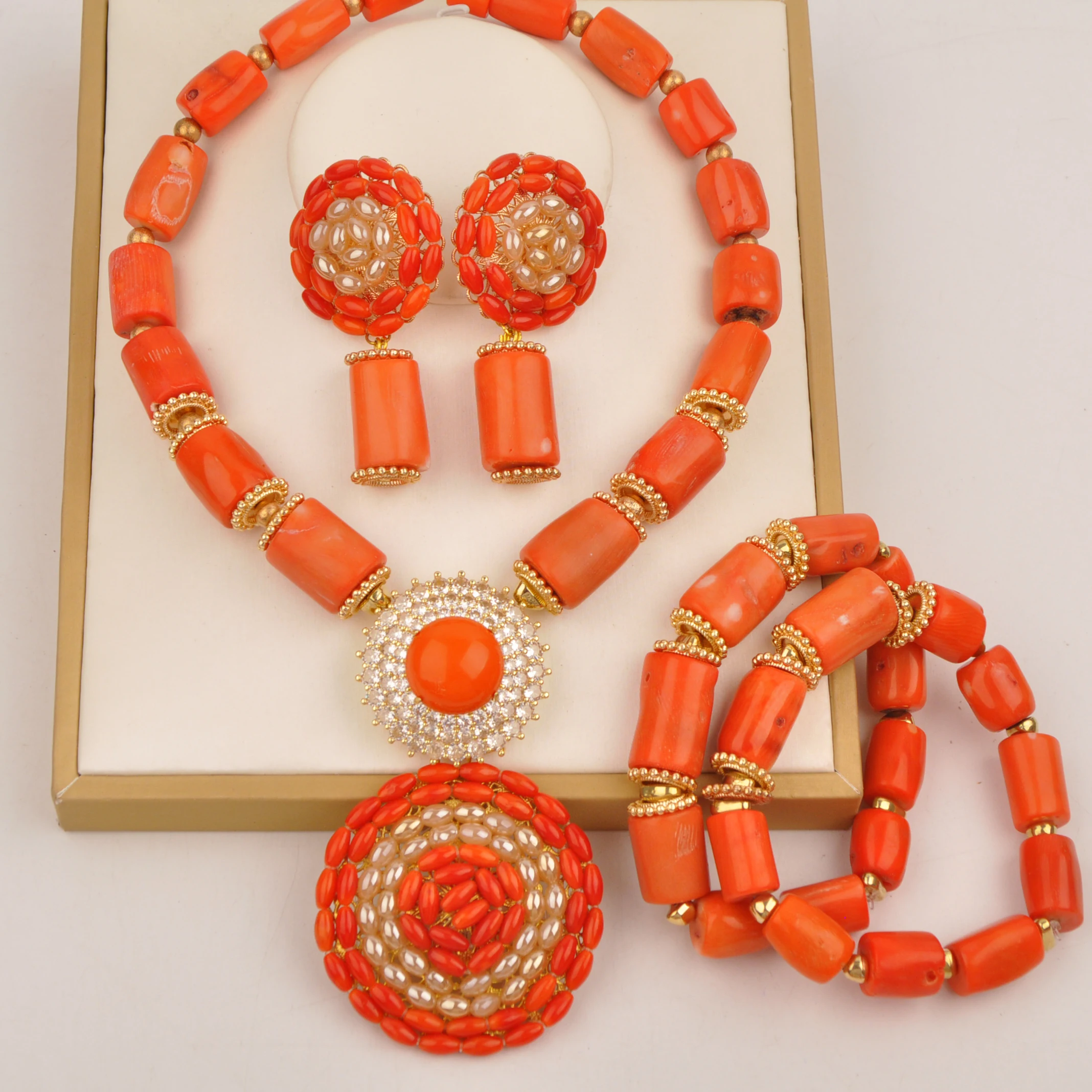 orange-real-coral-beaded-african-jewelry-set