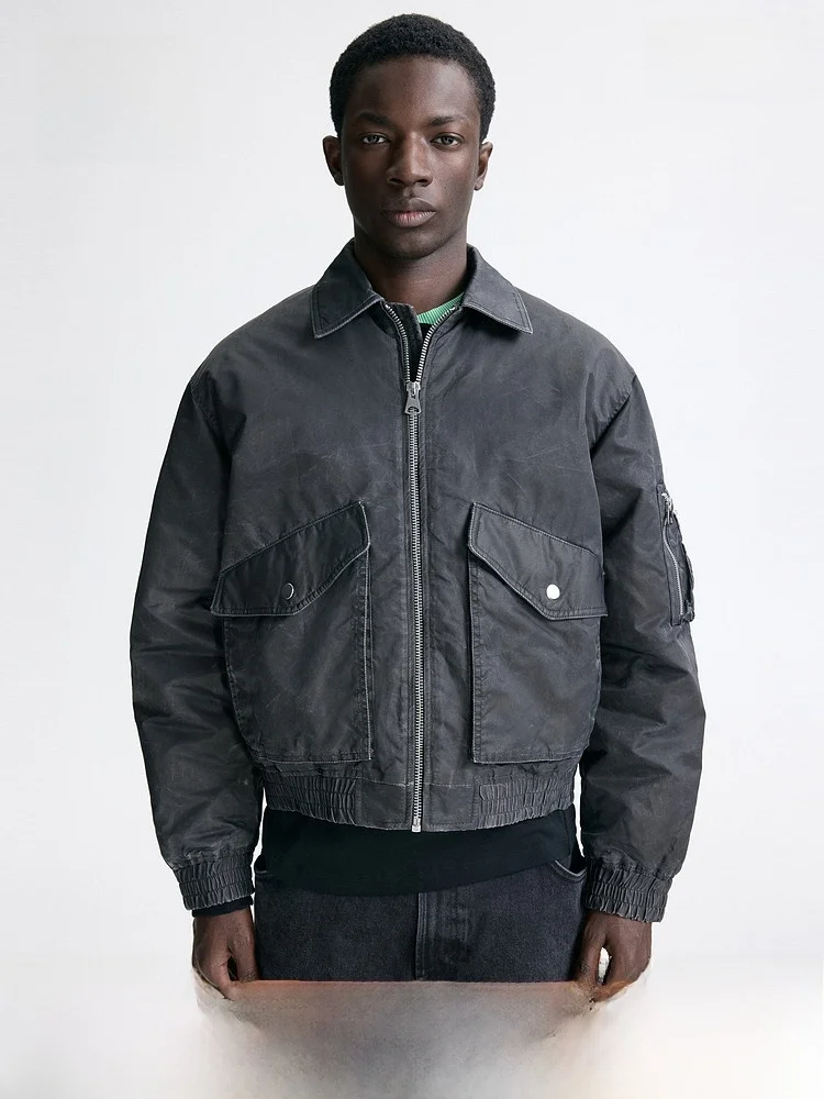 

Men's Retro Sport Cotton Jaet Pilot Coat Warmth Fill Spring New Sle H&M Loose Fit Regular Length Daily Wear Nylon Fiber