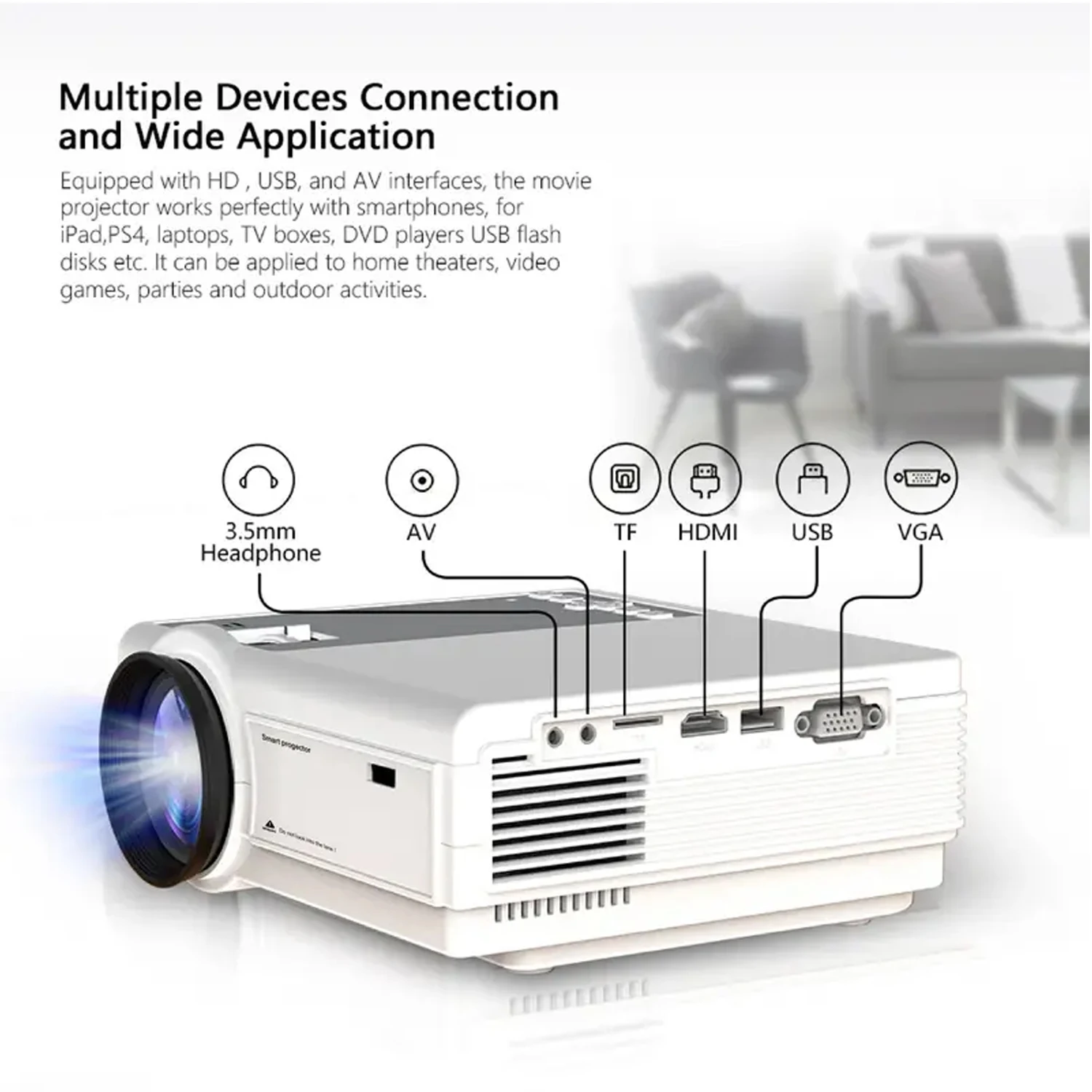 July008 Professional Manufacturer 1080P Full HD Bluetooth WIFI LCD Smart Projector Wireless TV Portable Mini Cinema