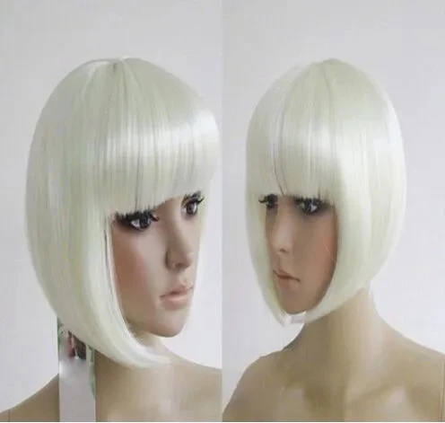 Wholesale NEW COSPLAY SHORT PURE WHITE STRAIGHT WIGs