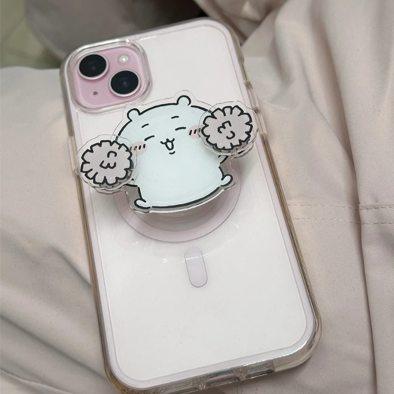 Cartoon Chiikawa Magnetische Halterungsring-Handyhülle für iPhone 16Pro Max 15 14 13 Usagi Hachiware Paar Lammfell Stoßfeste Hülle