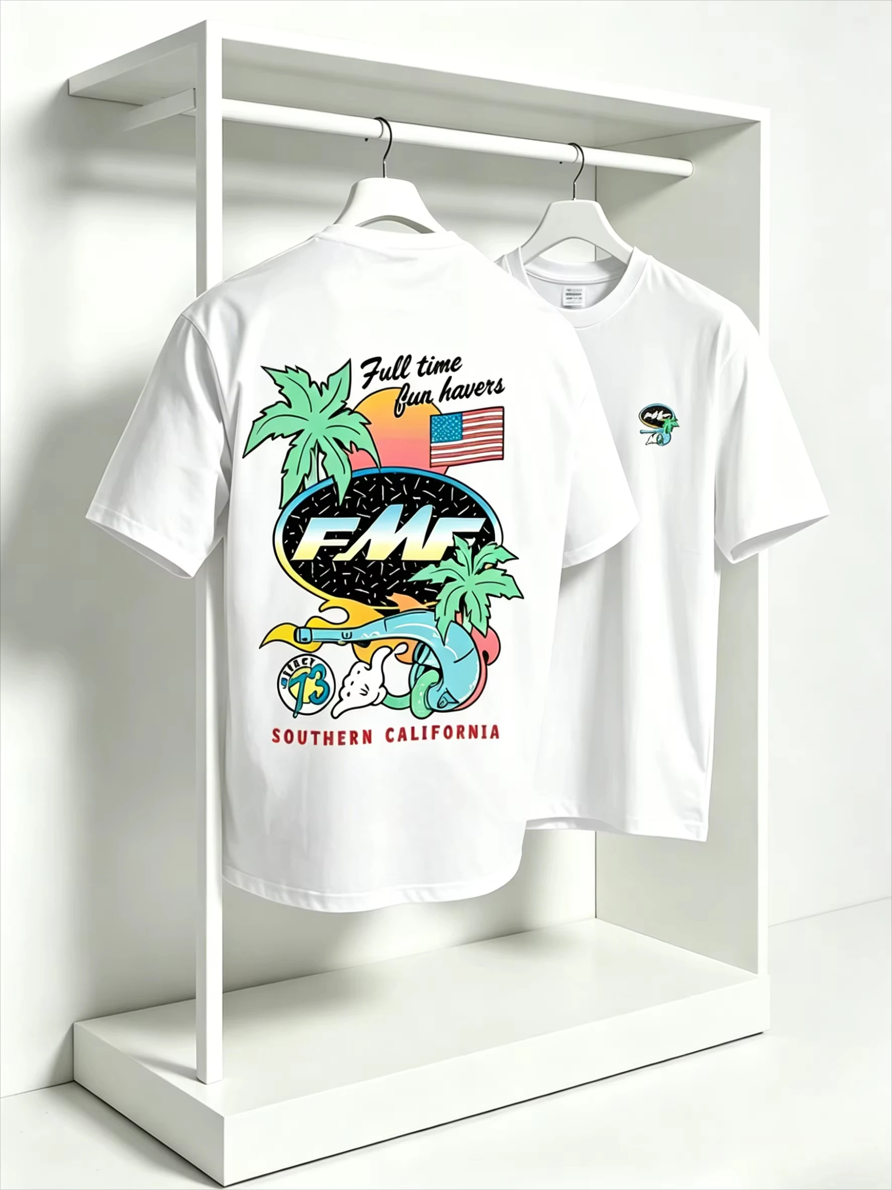 Full Time Fun Havers Southern California Motorcycle Modification Brand T-Shirt Cotton Graphic Tee Men Women Summer Streetwear