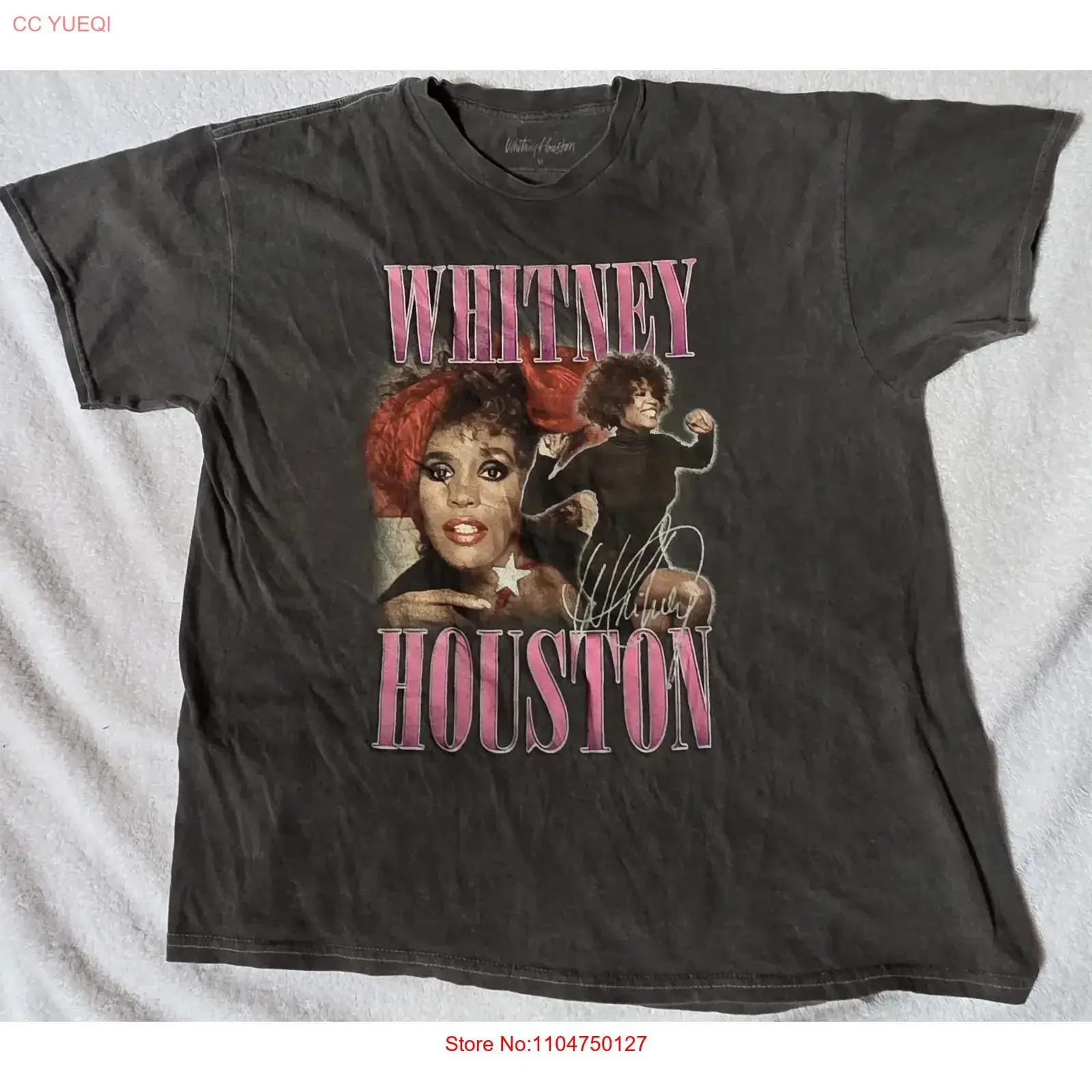 Whitney Houston Tour 2010 Gray Two Sided T Shirt Size M vintage Washed fashion Comfortable homme Unisex Stretched Soft