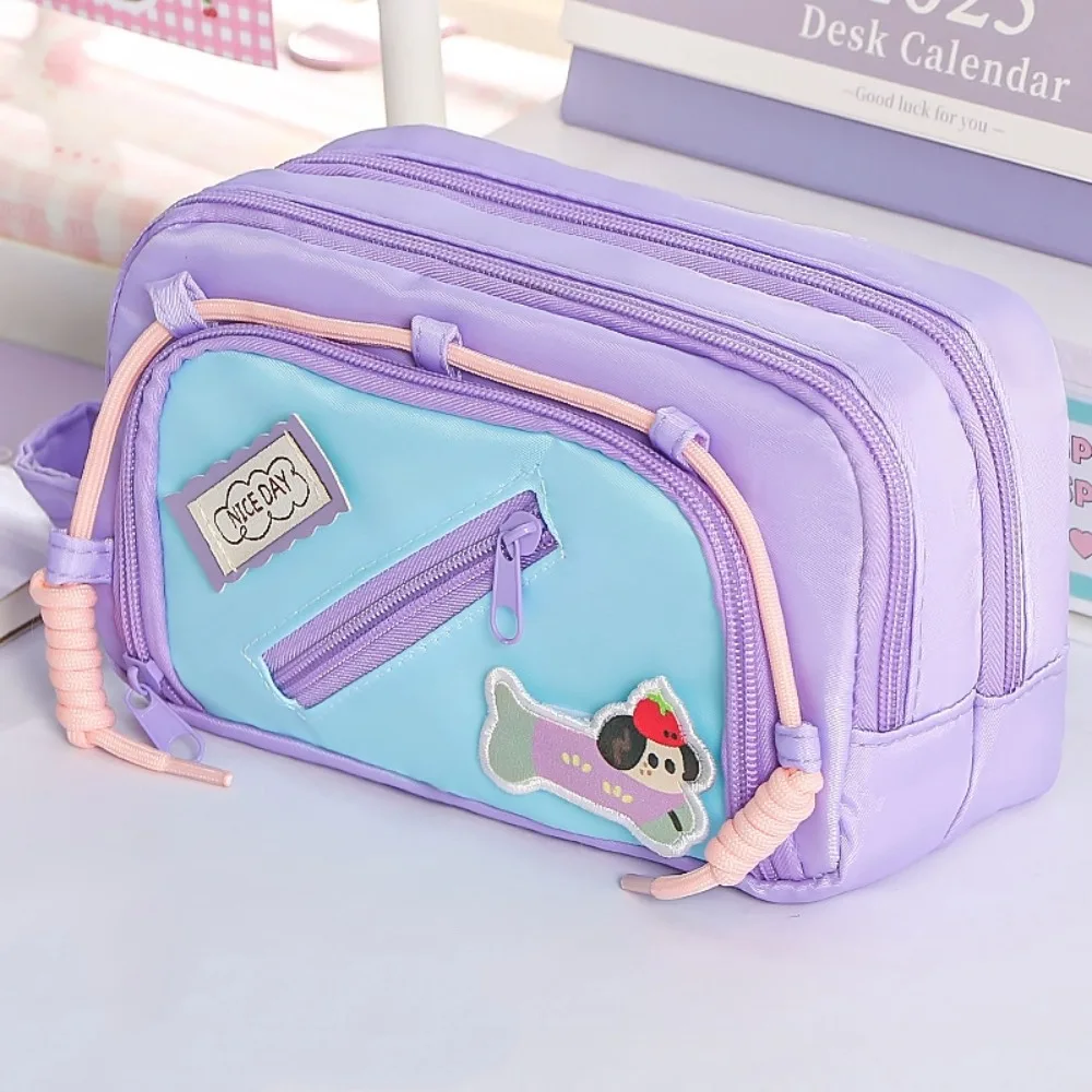 Large Capacity Cartoon Puppy Pencil Case Ins Y2K Dog 4 Multi Layers Korean Pencil Bag Zipper Cosmetics Storage Makeup Bag