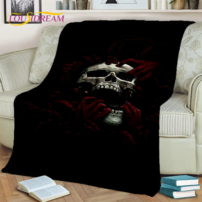 Horror Gothic Skull Ghost Cartoon  Blanket,Soft Throw Blanket for Home Bedroom Bed Sofa Picnic Travel Office Cover Blanket Kids