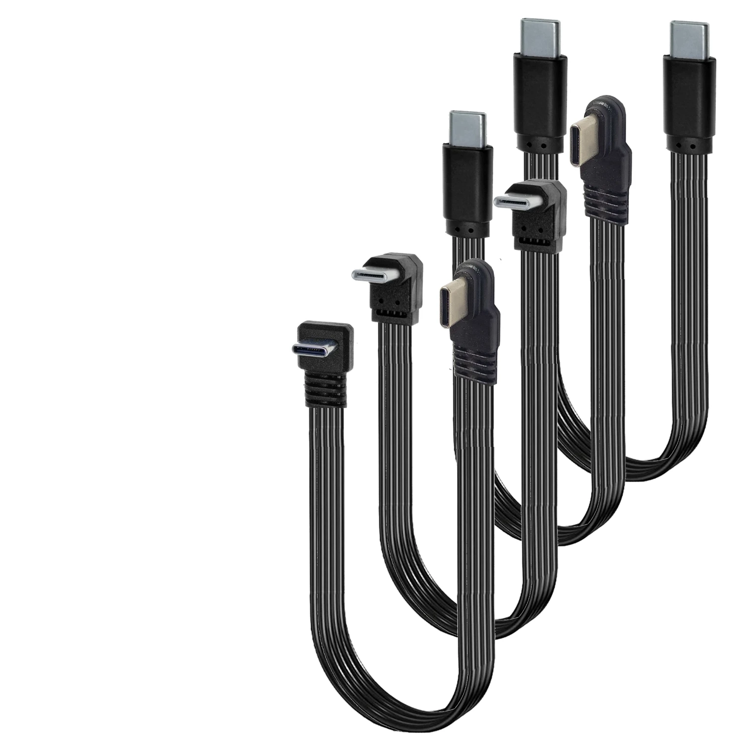 كوع مسطح 10 سم - 100 سم USB-C من النوع c لأعلى/أسفل 90 °   كابل بيانات آخر المساعد الشخصي الرقمي يسار ويمين USB c كابل بيانات عالمي لهواتف Android