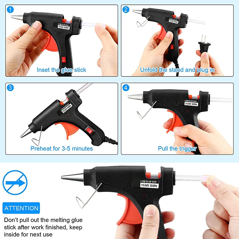 70W Hot Melt Glue Gun Mini Industrial Guns with 7mm Glue Sticks Heat Temperature Thermo Electric Repair Tool for DIY Crafts Arts