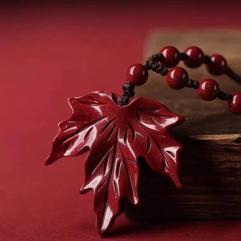 Cinnabar Pendant, Golden Branches, Jade Leaves, Tree Leaves, Maple Leaves, Necklace, Keychain, Mobile Phone Pendant