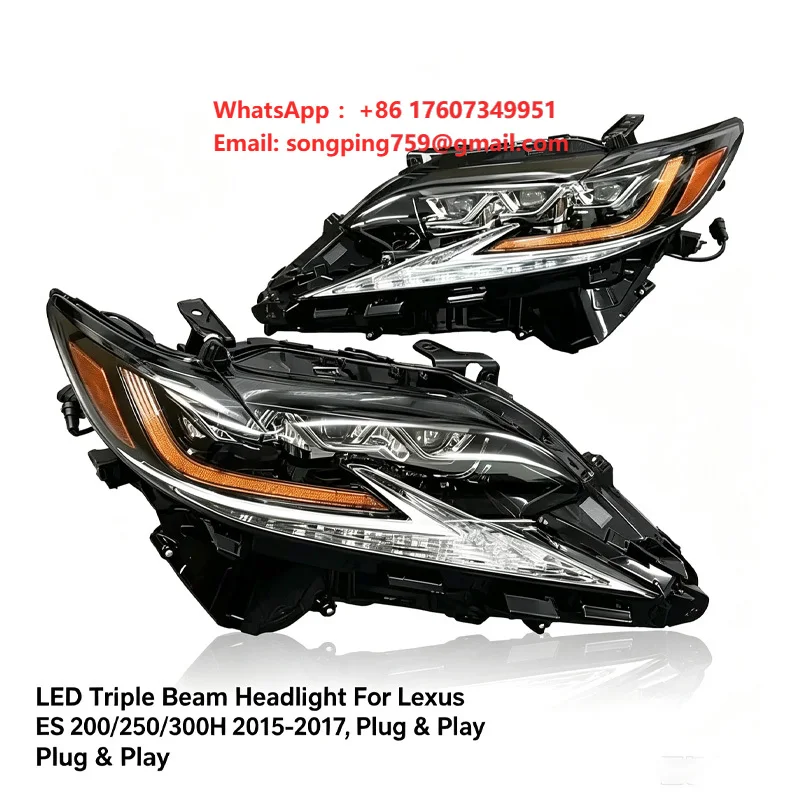 Triple LED Headlights Assembly for Lexus ES 2013-2017 Upgrade Replacement Auto Parts