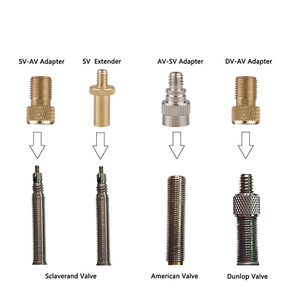 12pcs Copper Bicycle Valve Adapters Kit for Tire Inflation Featuring SV DV AV Converters Air Needles Nozzle Extenders Hose