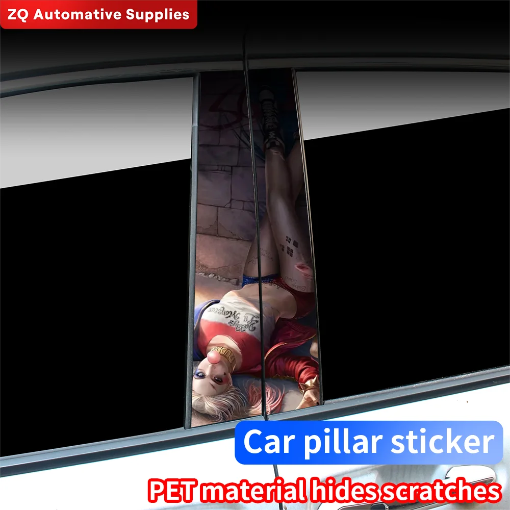 

Funny Joker Girl Car Stickers Car B-pillar Vinyl Decals Waterproof Auto Center Pillar Sticker Cover Scratches Vehicle Decor